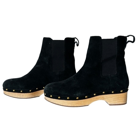 J. Crew Black Suede Leather‎ Studded Clog Boots Size 10.5 - Picture 4 of 6